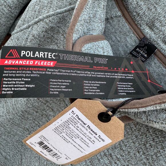 Prana Tri Thermal Thread Tunic Pullover Glacier Gray Medium NWT Basic Recycled - Picture 7 of 13